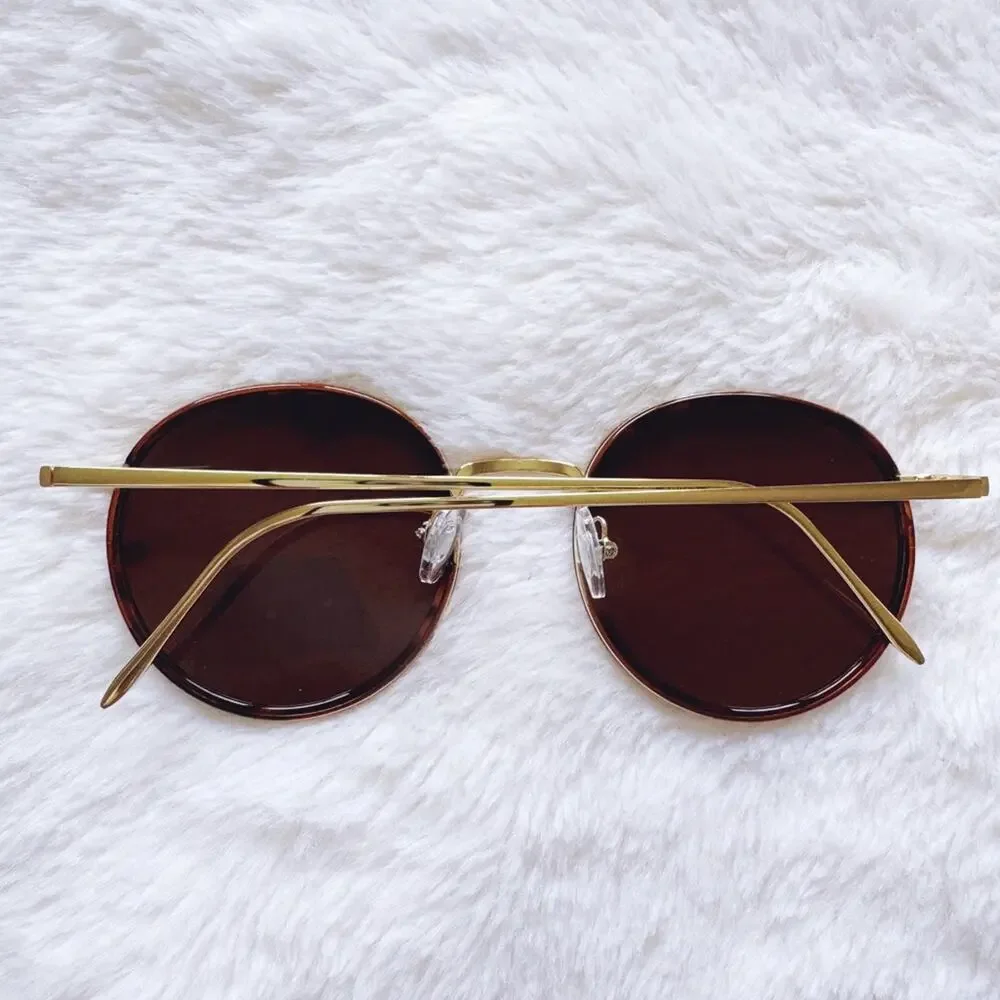 Dean Tortoise Brown w/ Gold Rims Round Sunglasses